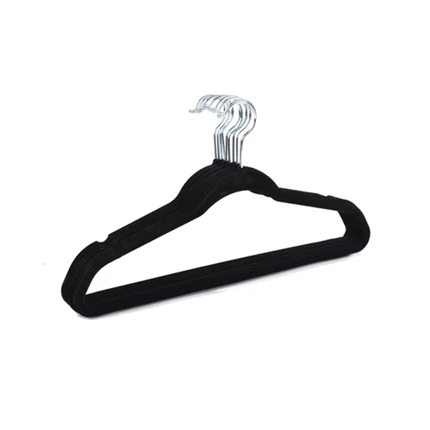 25 Piece Velvet Hanger with Chrome Hooks Set Black
