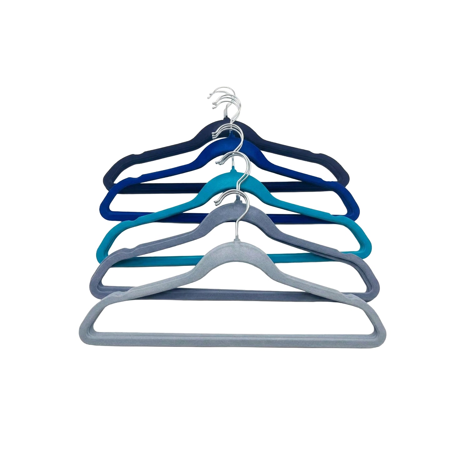 25 Piece Velvet Hanger with Chrome Hooks Set Multicoloured