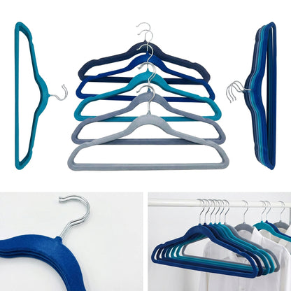 25 Piece Velvet Hanger with Chrome Hooks Set Multicoloured