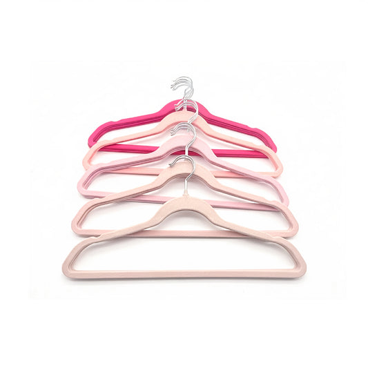 25 Piece Velvet Hanger with Chrome Hooks Set Pink