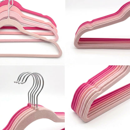 25 Piece Velvet Hanger with Chrome Hooks Set Pink