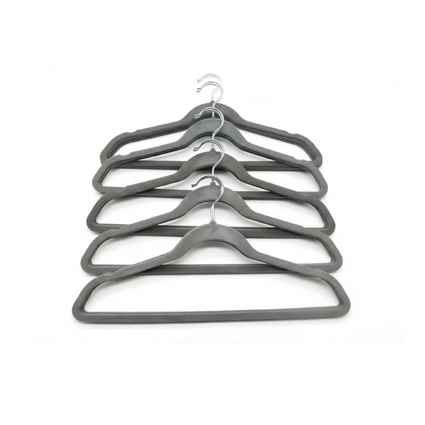 25 Piece Velvet Hanger with Chrome Hooks Set Grey