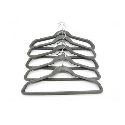 25 Piece Velvet Hanger with Chrome Hooks Set Grey