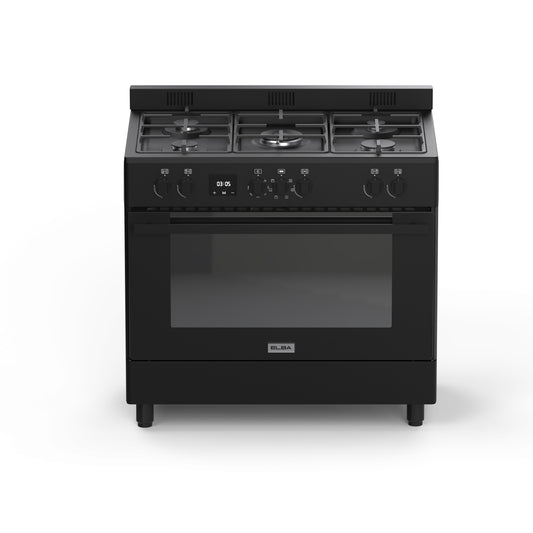 Elba 90cm 5 Burner Gas Stove With Electric Oven Matt Black