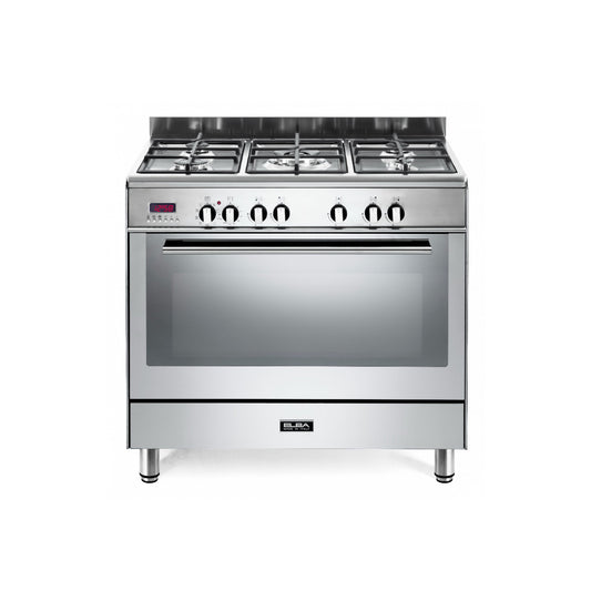 Elba 90cm Fusion 5 Burner Gas Cooker with Electric Oven Silver