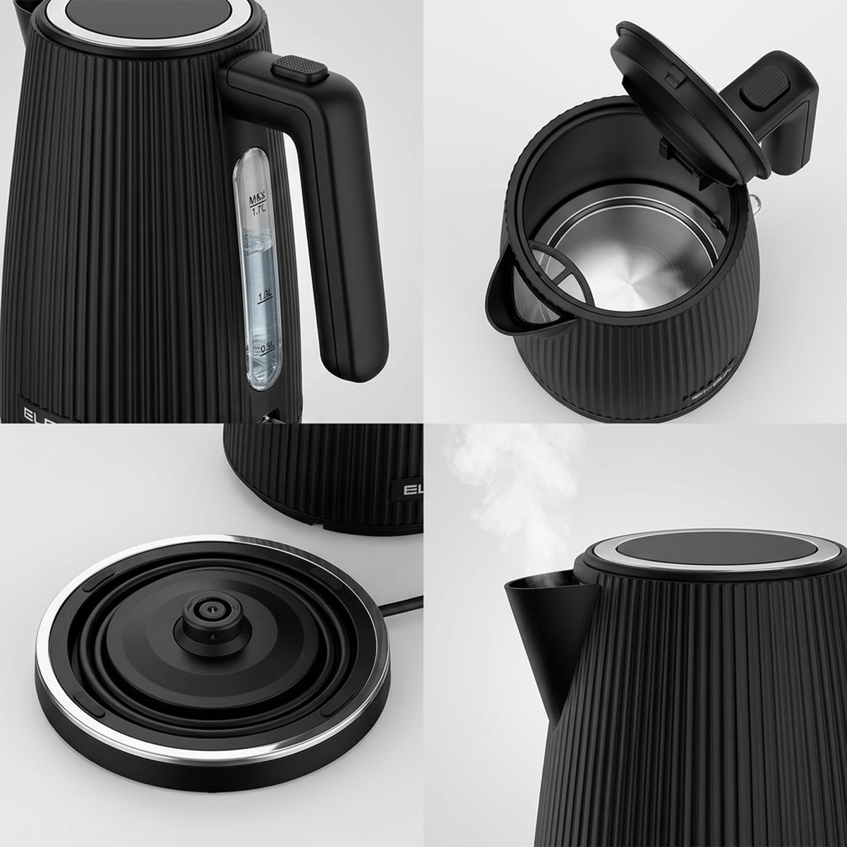 Elba Bellagio 1.7Lt Cordless Kettle Black