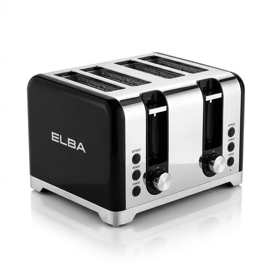 Elba Lusso 4 Slice Stainless Steel Toaster Black