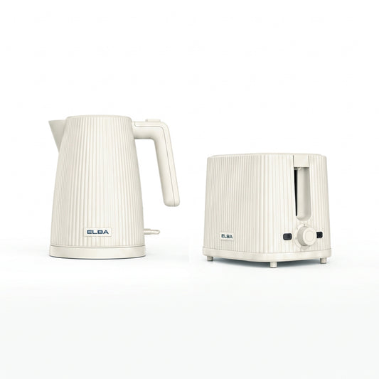 Elba Bellagio Kettle & 2 Slice Toaster Set Cream