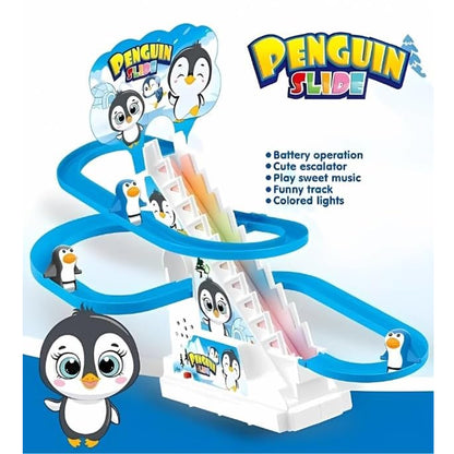 Electric Penguin Stair Climbing Toy Blue