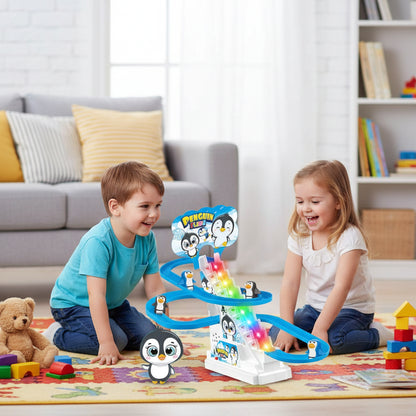Electric Penguin Stair Climbing Toy Blue
