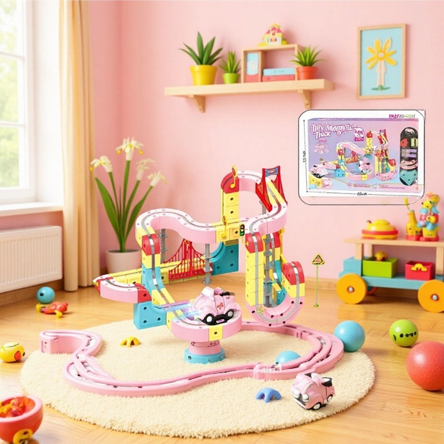 DIY 68 Piece Magnetic Track Toy Multicoloured