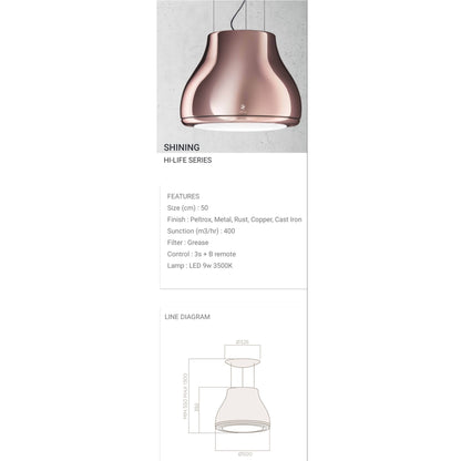 Elica PMP 50cm Suspended Shining Extractor Copper