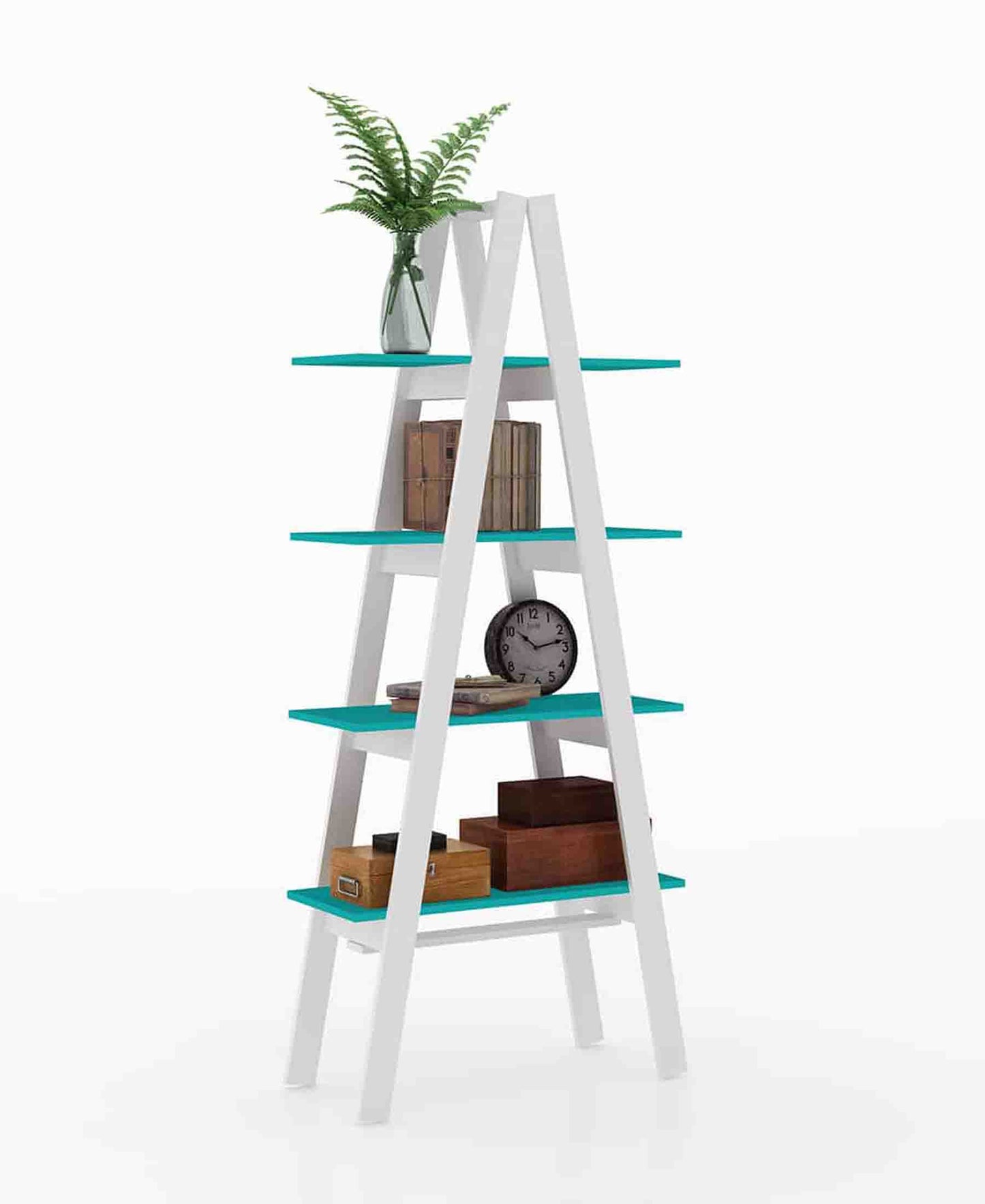 Exotic Designs 4 Layer Shelf - White & Turquoise