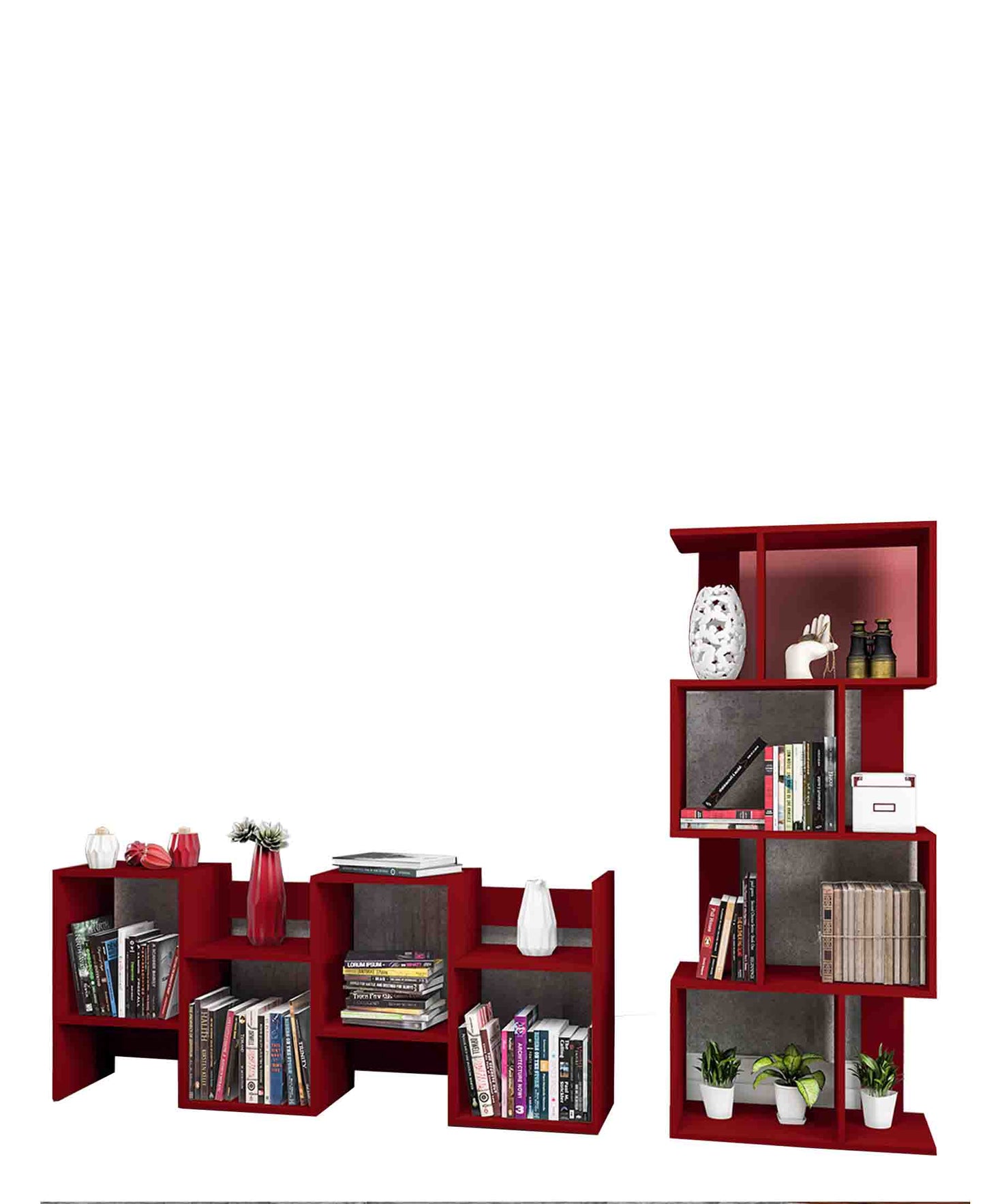 Exotic Designs 4 Tier Bookshelf - Red