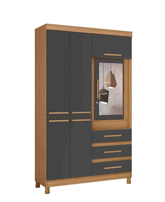 Exotic Designs 6 Door Fusion Wardrobe – Natural & Titanium