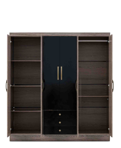 Exotic Designs 6 Door Wardrobe - Black