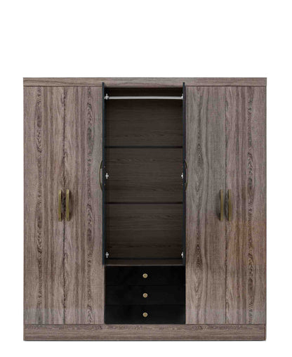 Exotic Designs 6 Door Wardrobe - Black