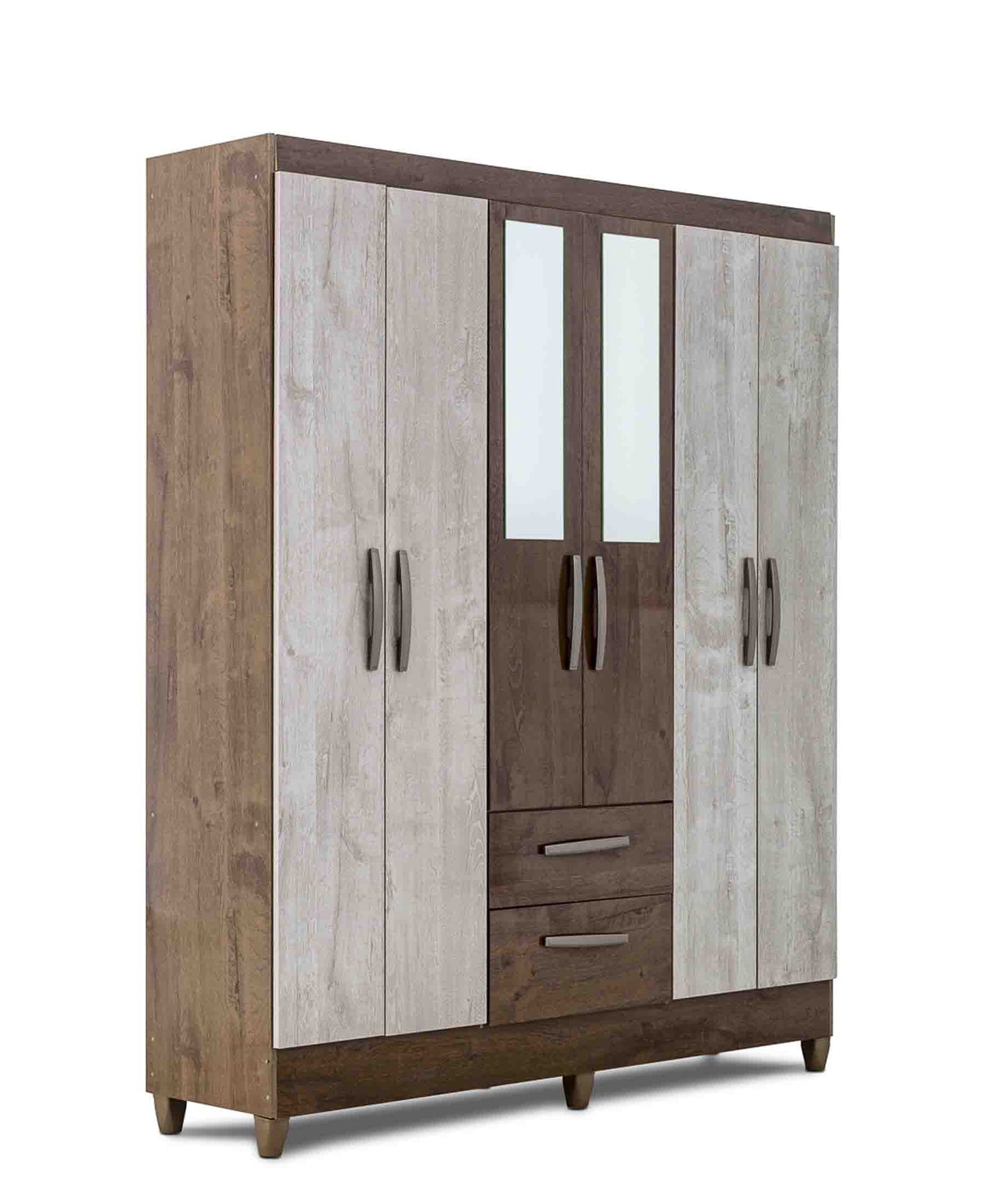 Exotic Designs 6 Door Wardrobe With Legs – Coffee