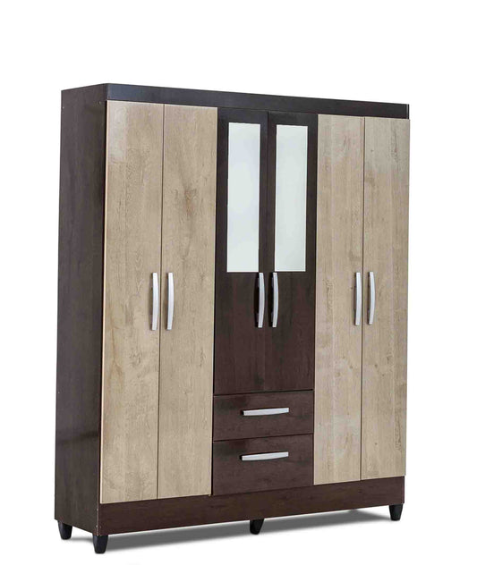 Exotic Designs 6 Door Wardrobe With Legs – Coffee