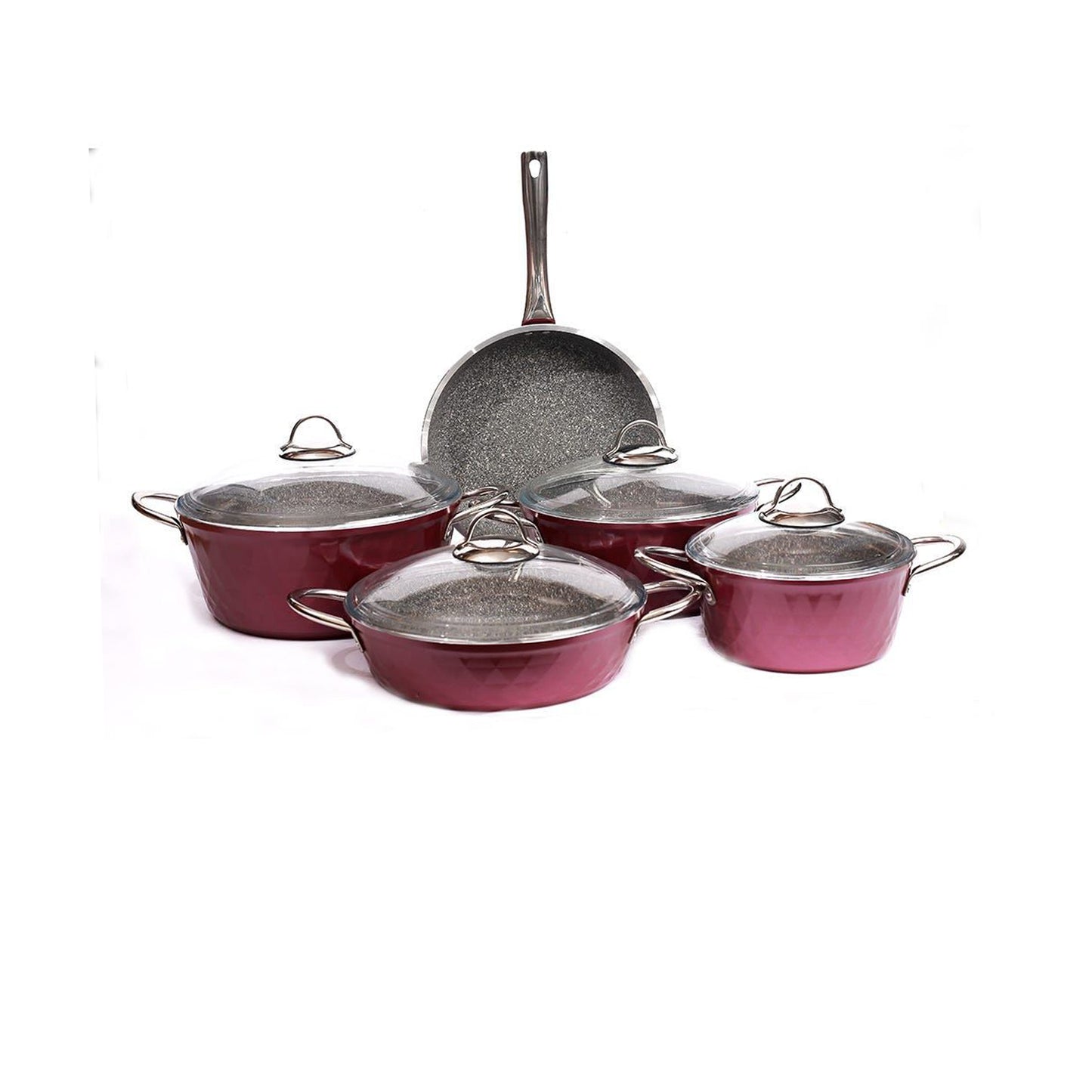 Falez 9 Piece Diamond Body Cookware Set Violet