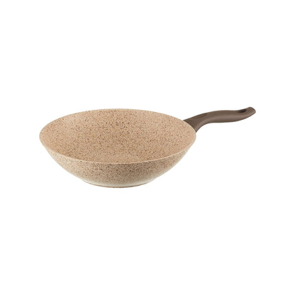 Falez 28cm Non-Stick Granite Wok Brown