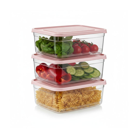 Festiva 3 Piece Rectangular Storage Container Set Pink