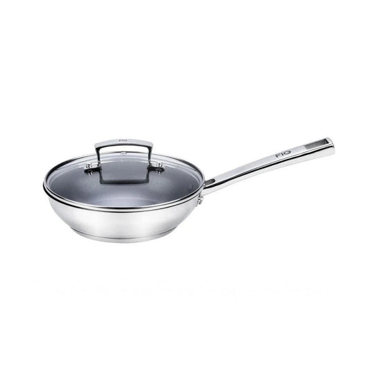 Fig 20cm Frying Pan with Glass Lid Silver