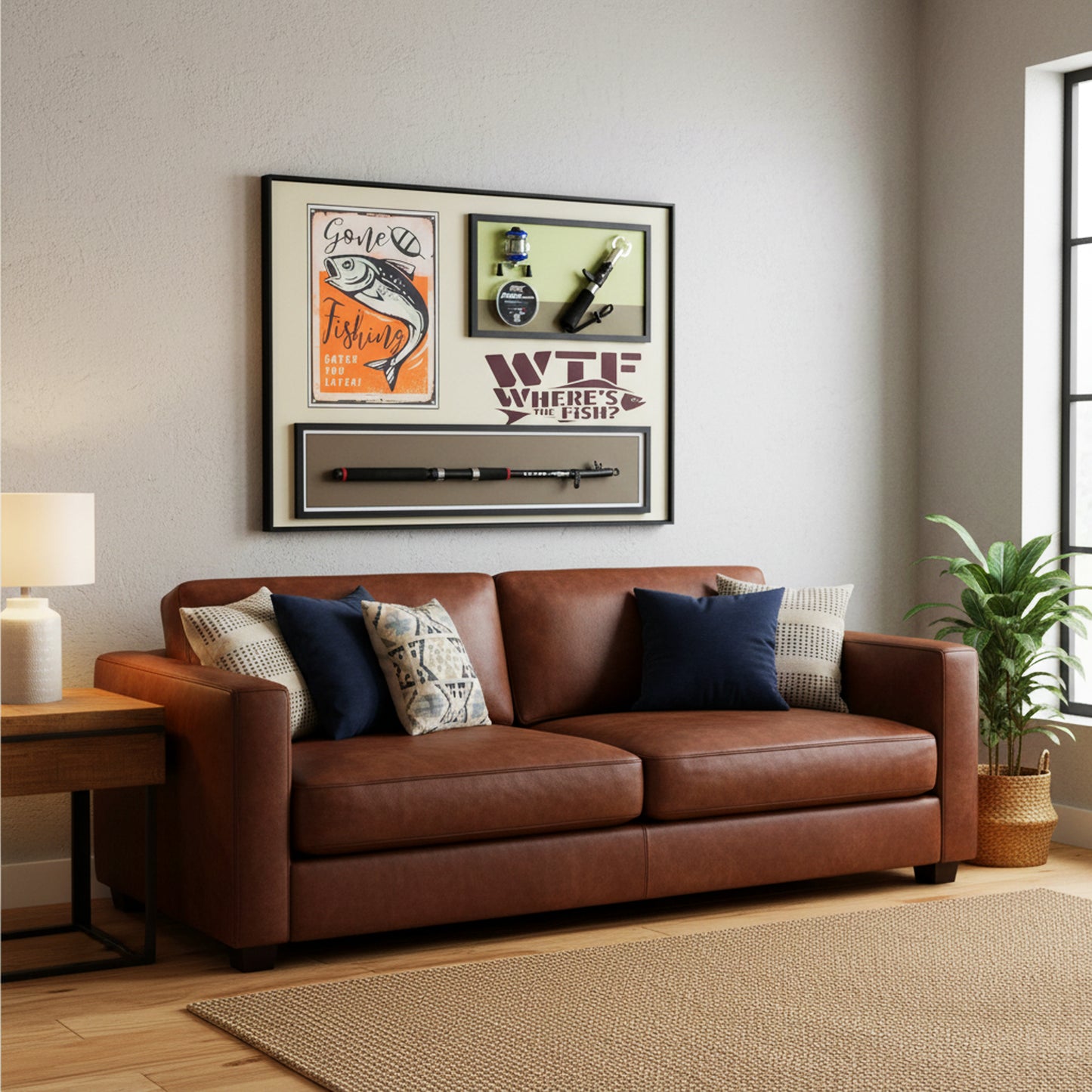 60 x 80cm "Where's The Fish" Frame Multicoloured