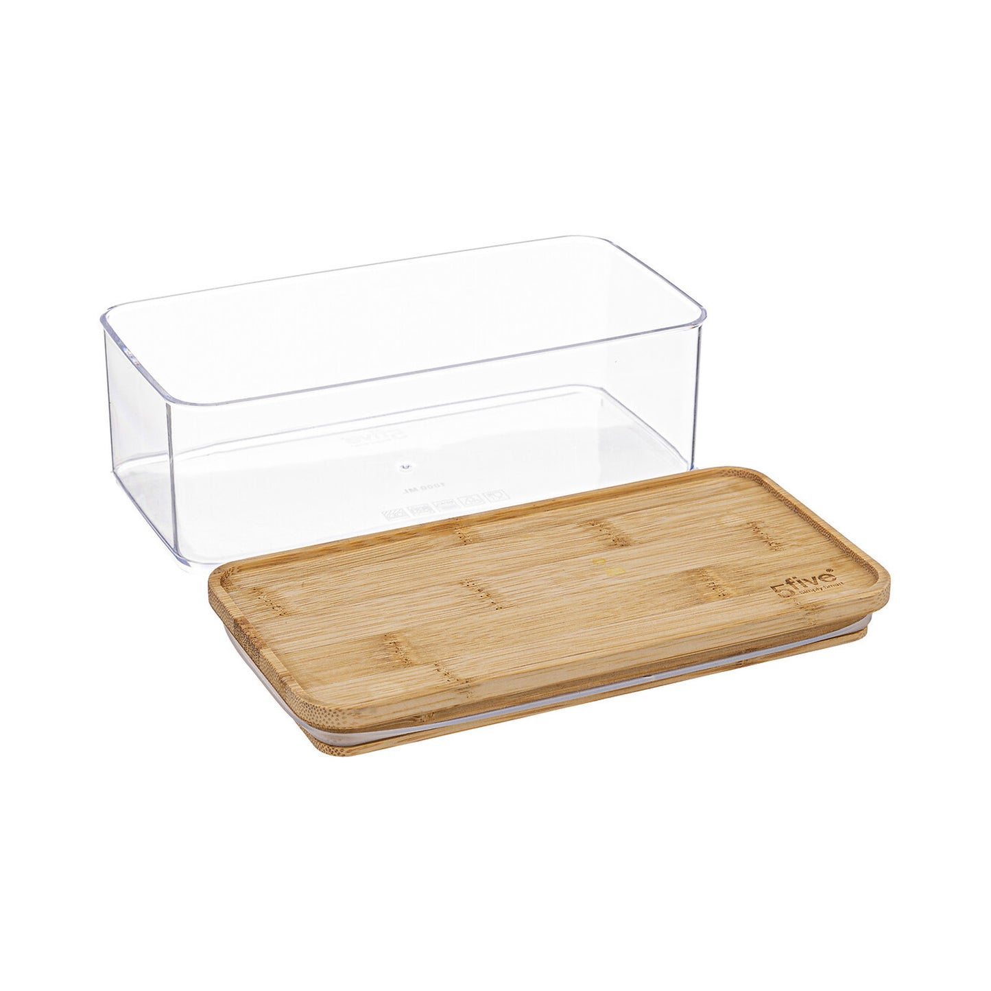 Five 1Lt Rectangular Airtight Storage Box Clear