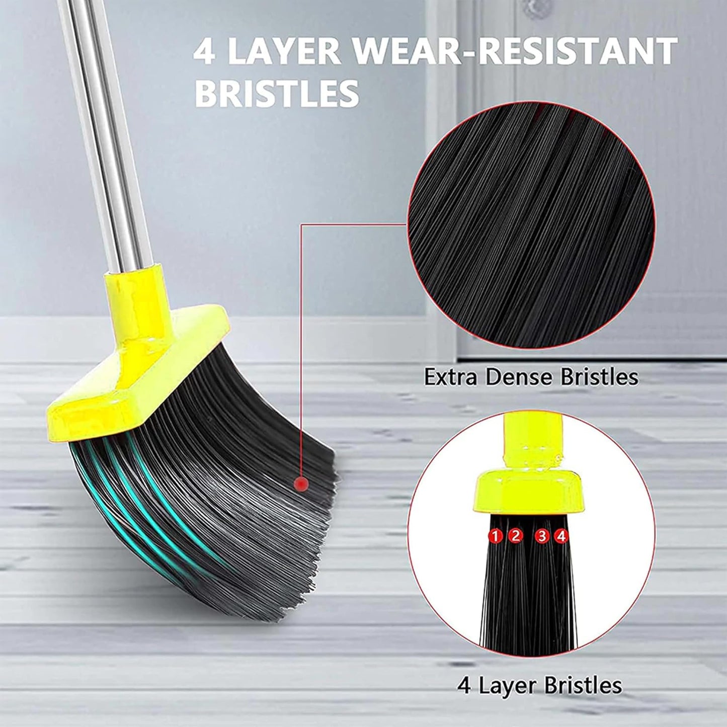 FloorMax Broom & Dustpan with Self Cleaning Brush Black & Green