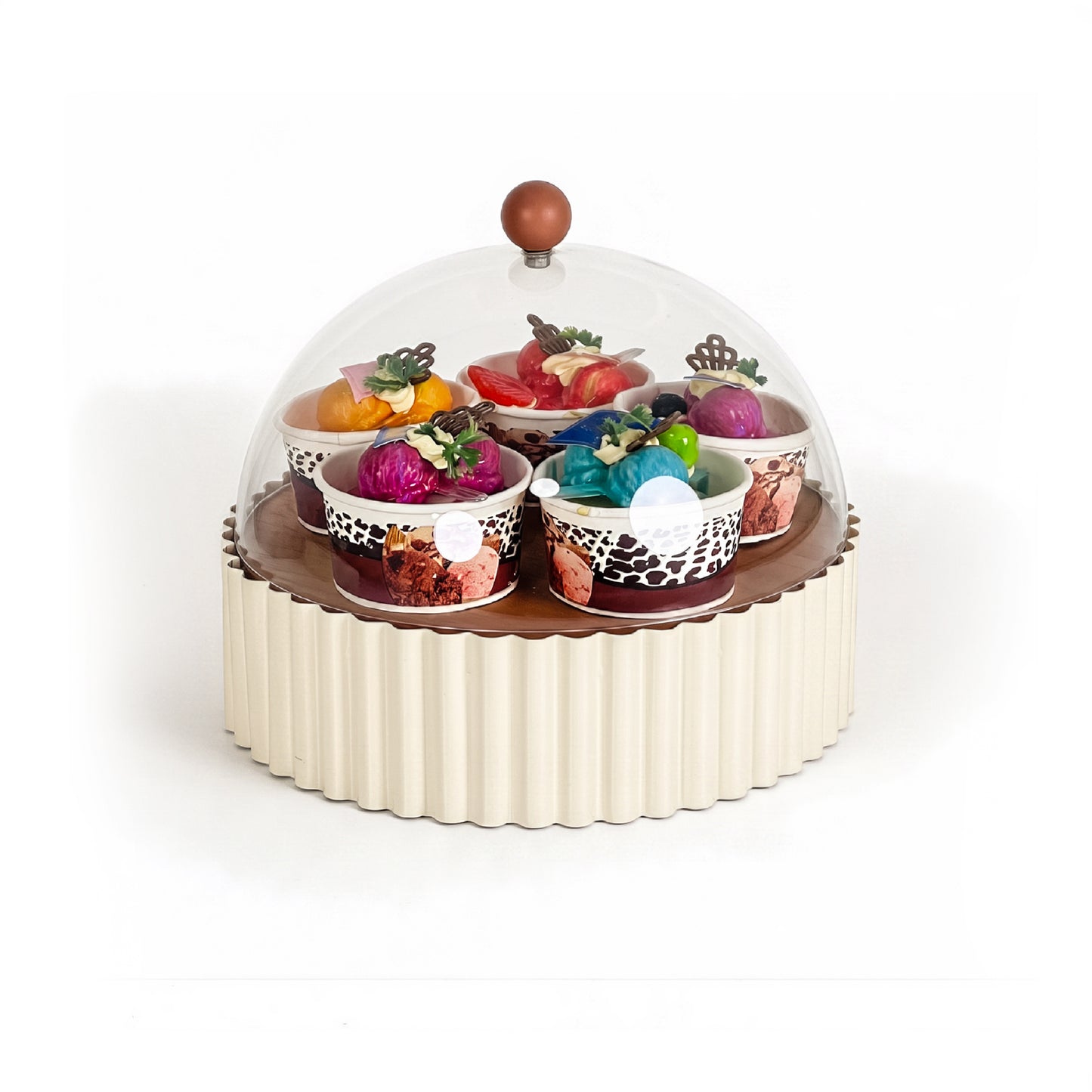 26cm Footed Cake Stand with Dome Cream
