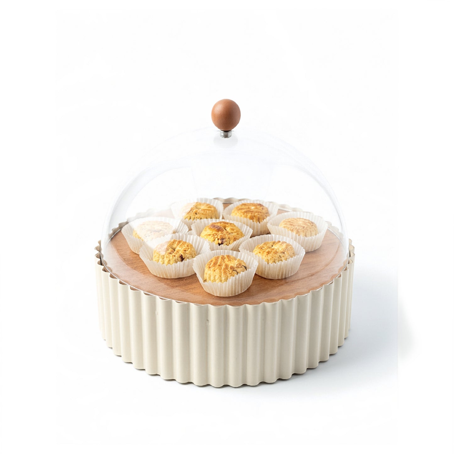 26cm Footed Cake Stand with Dome Cream