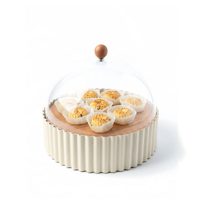 26cm Footed Cake Stand with Dome Cream