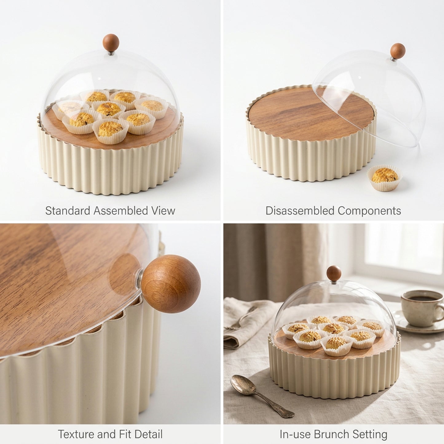 26cm Footed Cake Stand with Dome Cream