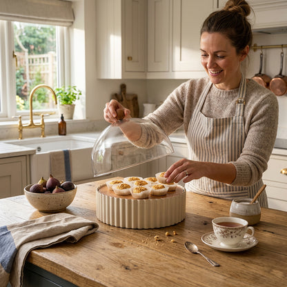 26cm Footed Cake Stand with Dome Cream