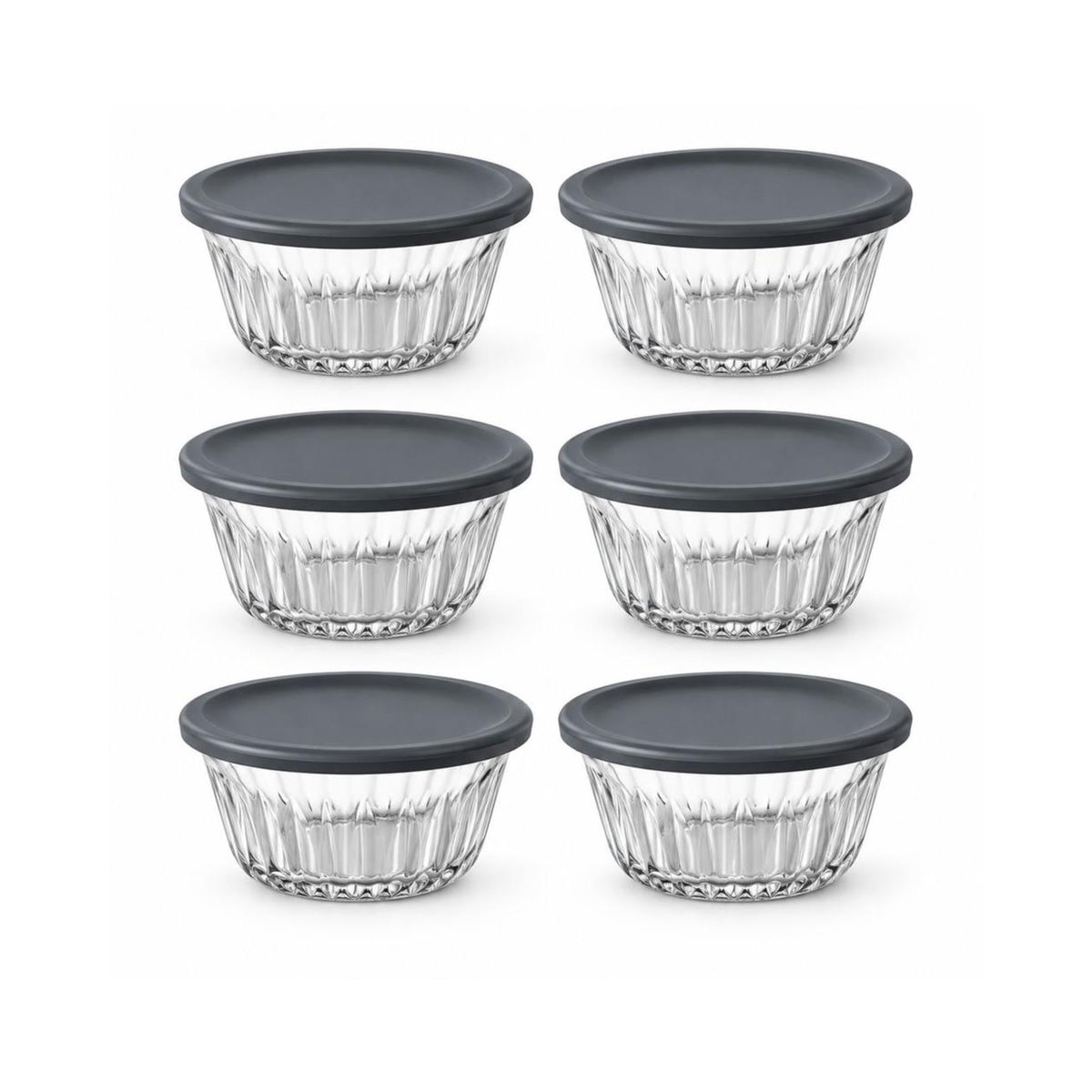 Pasabahce Frezya 175ml Container with Grey Lid Set of 6