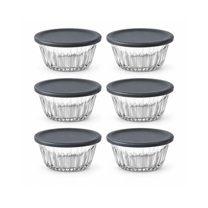 Pasabahce Frezya 175ml Container with Grey Lid Set of 6