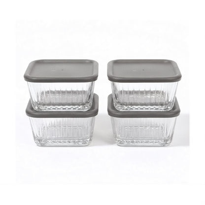 Pasabahce Frezya 225ml Food Container with Grey Lid Set of 4