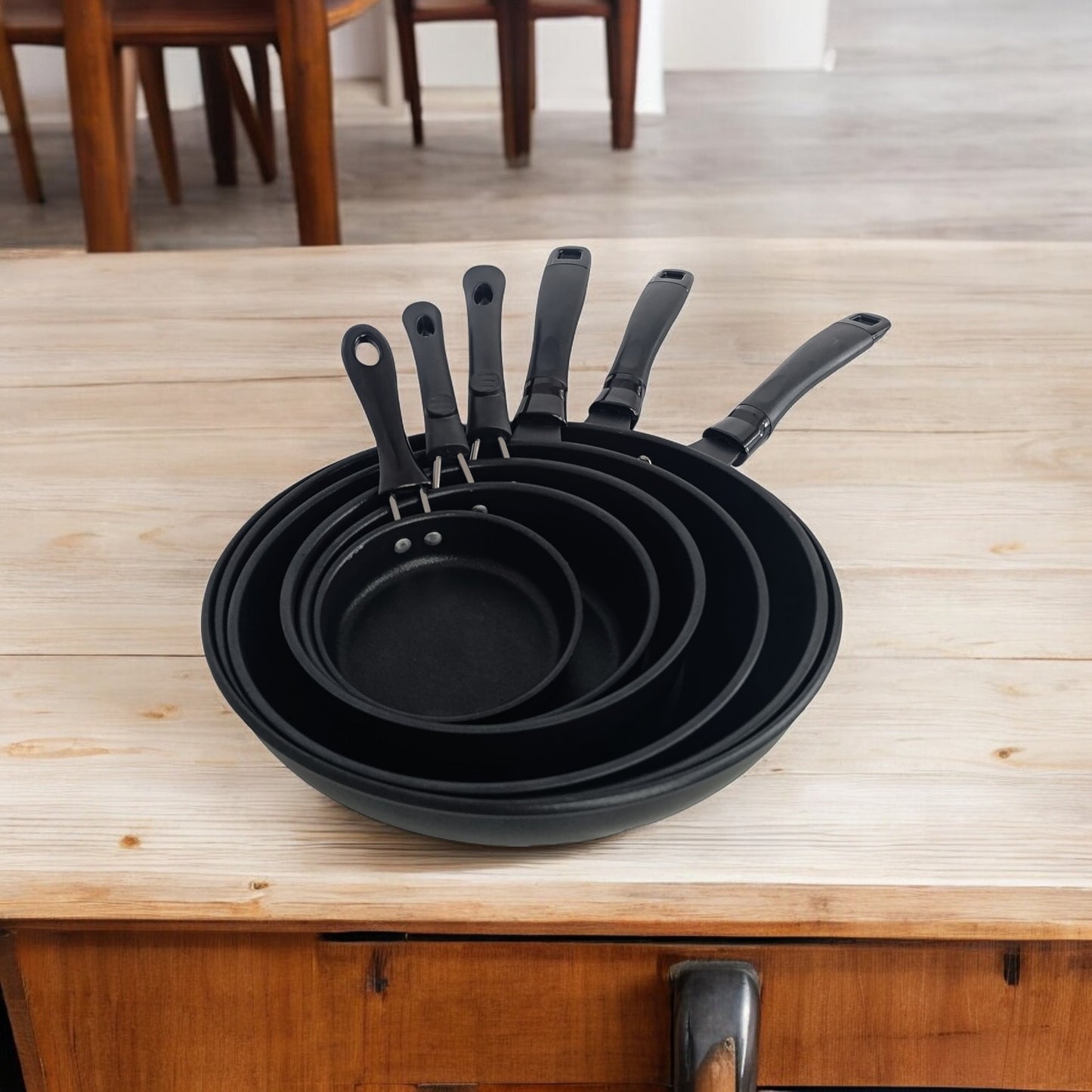 First Home Range 6 Piece Non-Stick Frying Pan Set Black