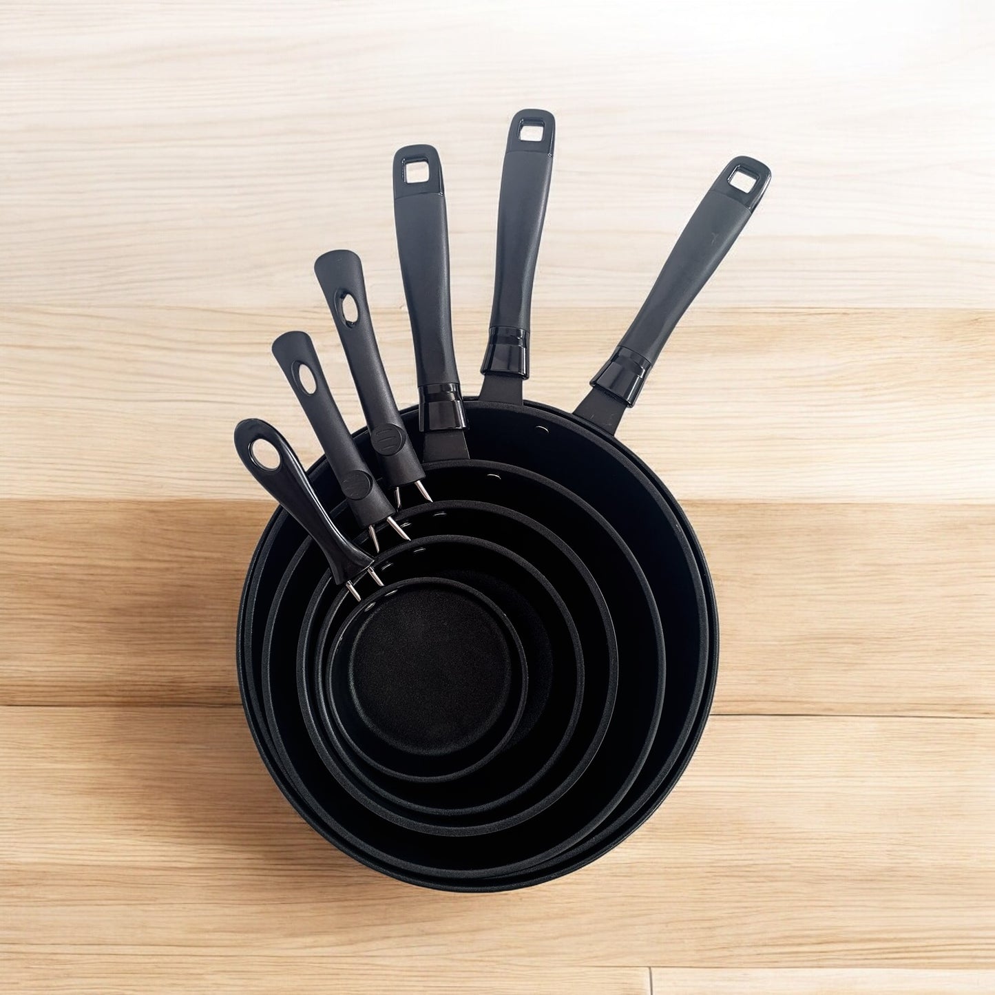 First Home Range 6 Piece Non-Stick Frying Pan Set Black