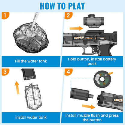 Electric Water Gun with Flash Black