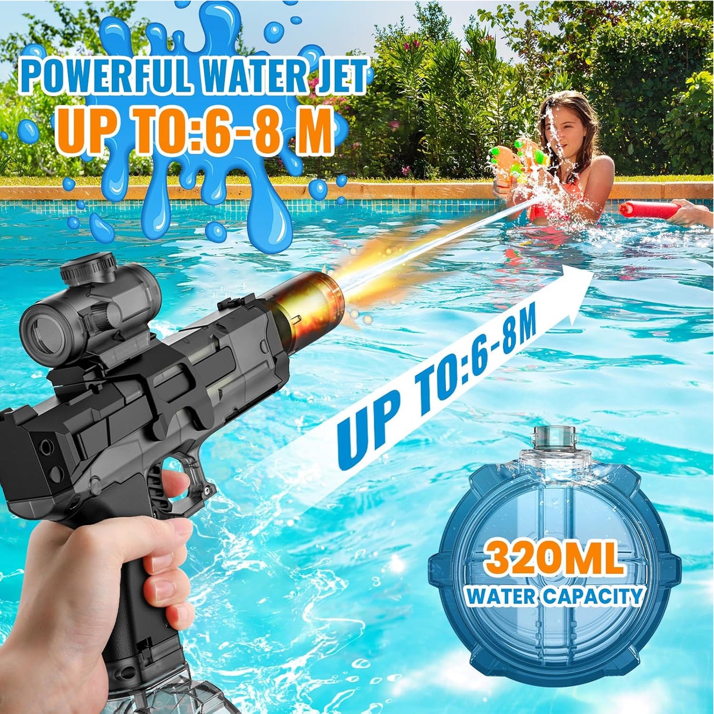 Electric Water Gun with Flash Black