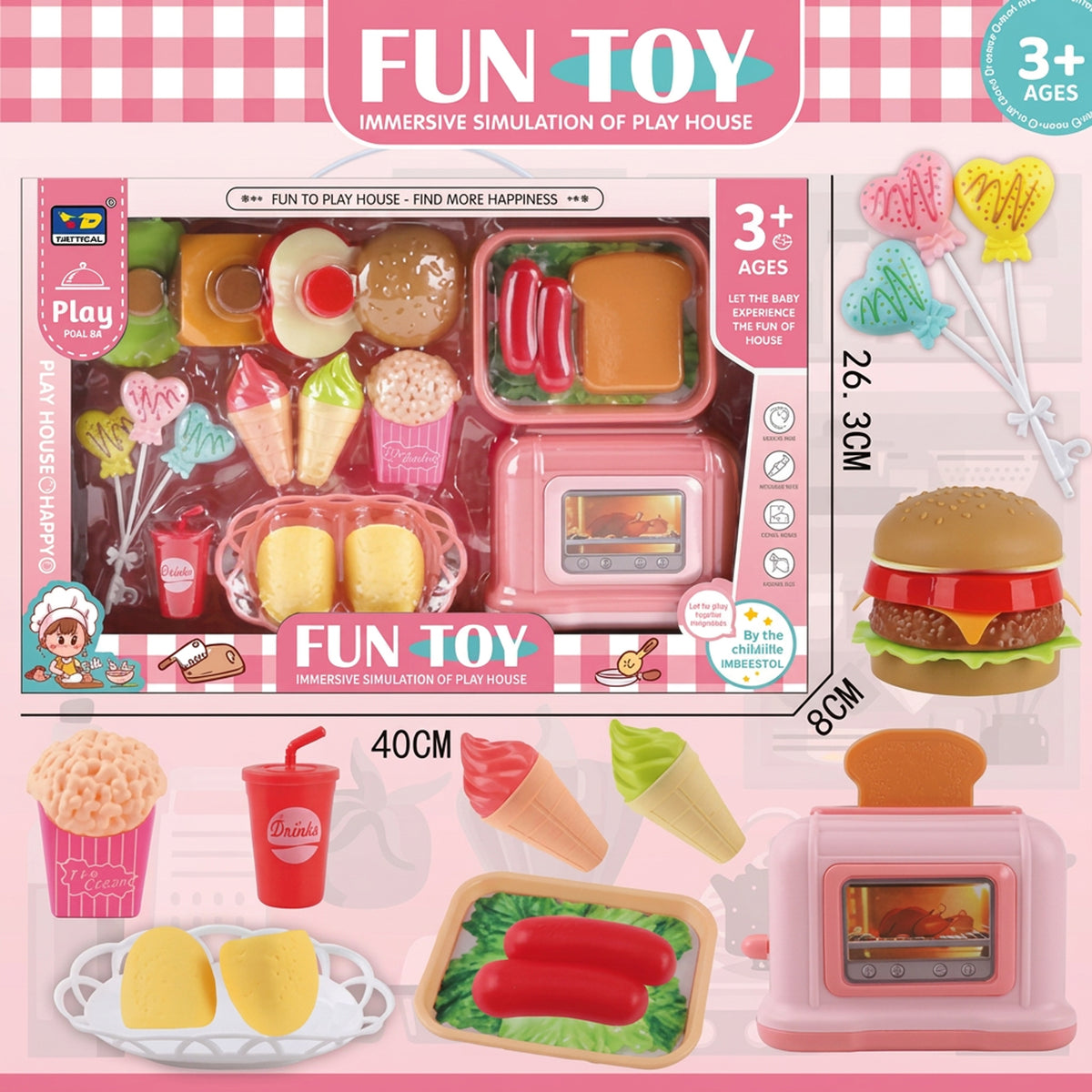 Fun Toy Fast Food Kitchen Play Set Pink