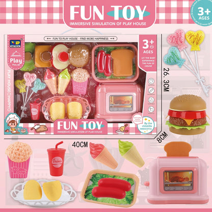 Fun Toy Fast Food Kitchen Play Set Pink