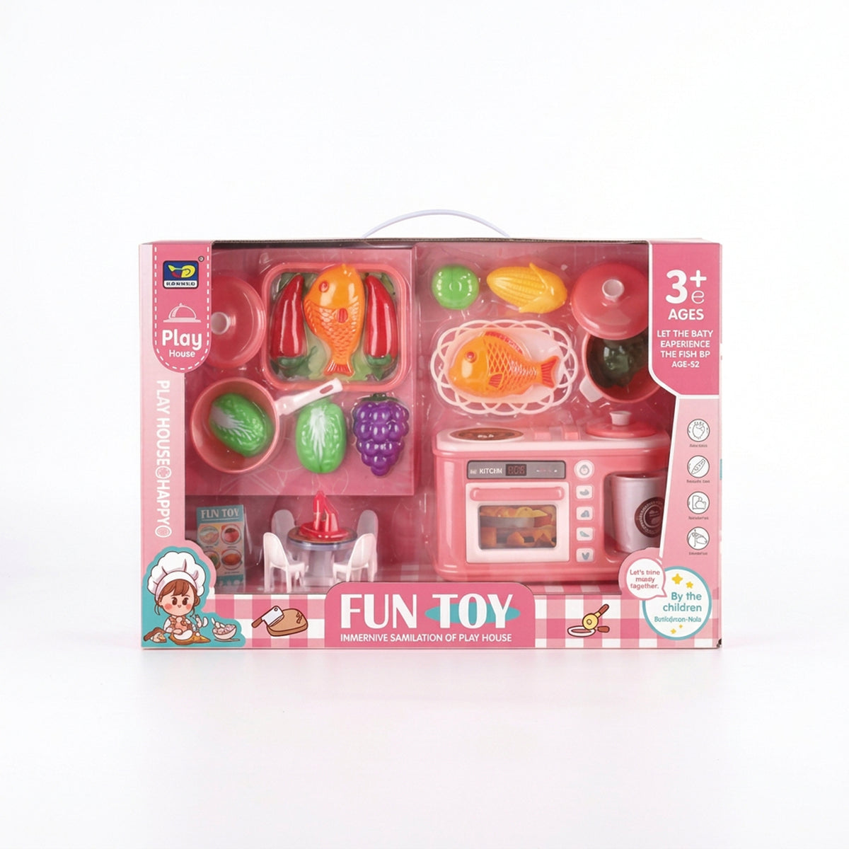 Fun Toy Kitchen & Oven Play Set Pink