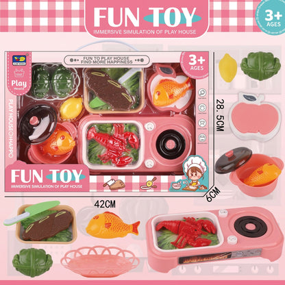 Fun Toy Kitchen Cooking Play Set Pink