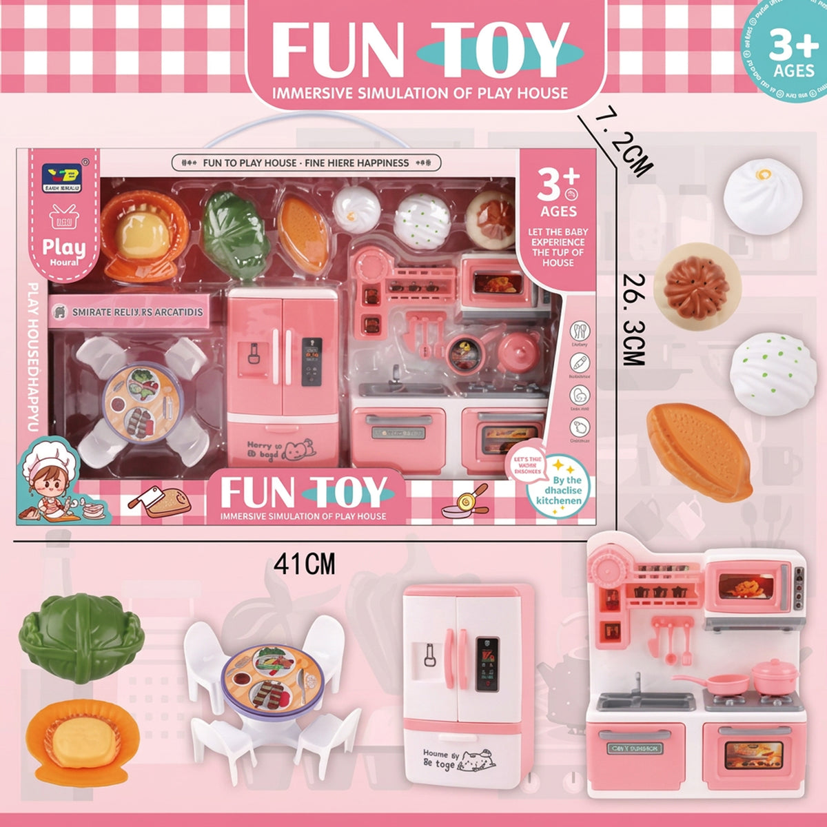 Fun Toy Kitchen & Dining Play Set Pink