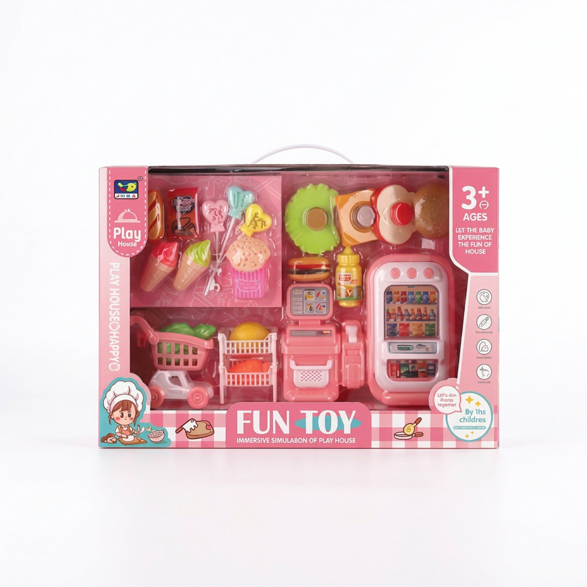 Fun Toy Kitchen & Fridge Play Set Pink