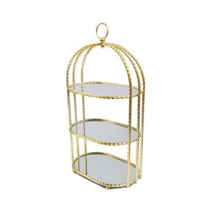 Milano 3 Layer Mirror Cupcake Stand Gold