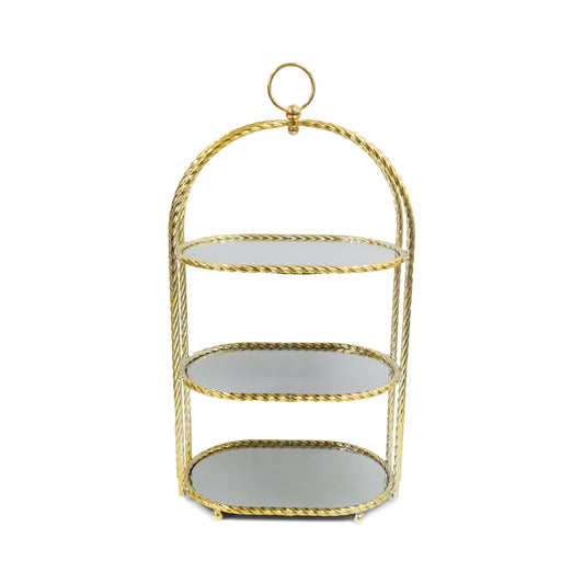Milano 3 Layer Mirror Cupcake Stand Gold